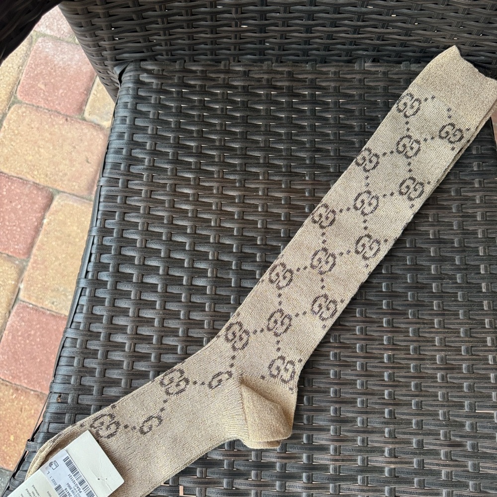 Gucci Lamé GG Socks with Gold Shimmer NWT